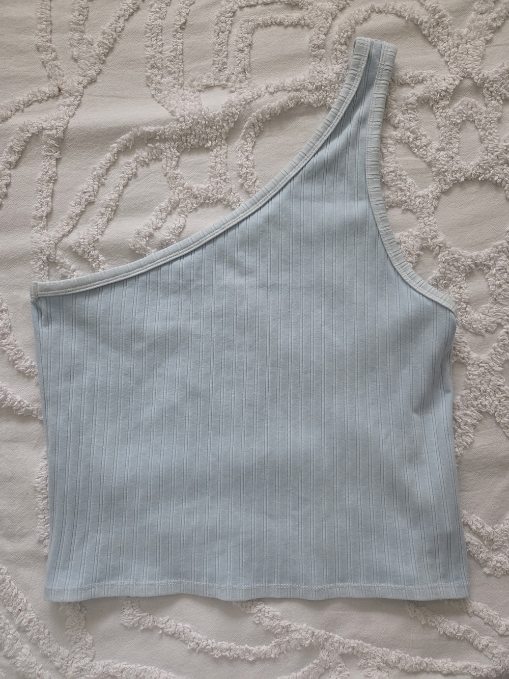 American Eagle Outfitters One-Shoulder Ribbed Tank - Light Blue